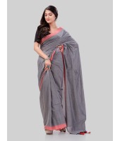 DESH BIDESH Women`s Handloom Pure Cotton Saree Abhiprithi Royal Design Without Blouse Piece (Grey)